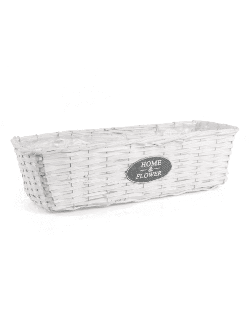 Koszyk wiklinowy skrzynka balkonowa biała 51x20x15cm L